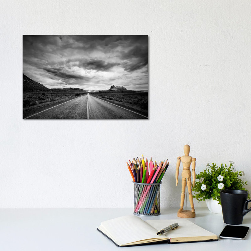 Long Stretch Of Road by Dan Ballard - Wrapped Canvas Print, 20.32 cm H x 30.48 cm W