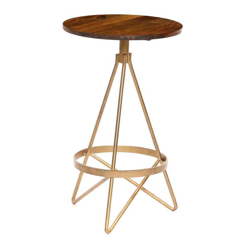 Elegant Gold 25 Inch Compact Counter Stool with Solid Wood Seat