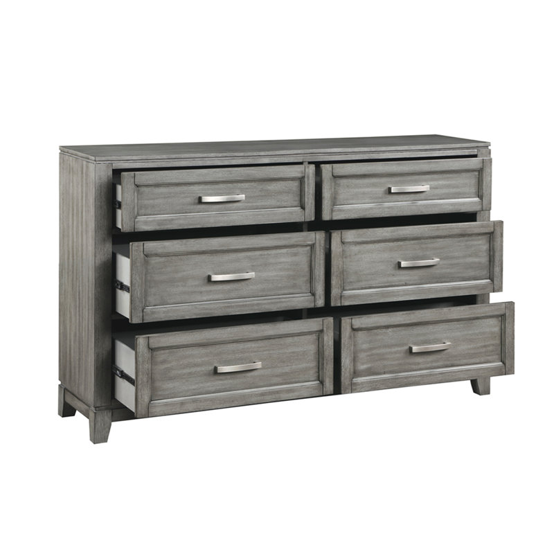 Commode à finition grise avec 6 tiroirs de rangement, Gris