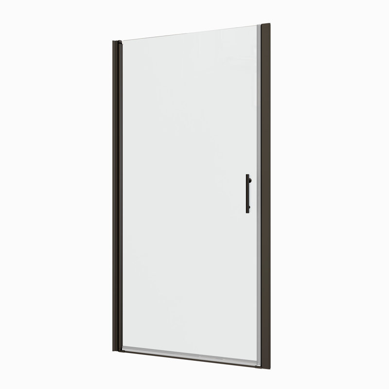 Matte Black Bathroom Pivot Door - 1/4" Tempered Glass, Modern Flair Glass Shower With Stainless Steel Handle Use
