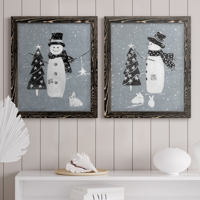 «Snowman Galvanized I», ensemble de 2 reproductions, Pas de tapis, H 24 po x l 36 po x P 1,5 po