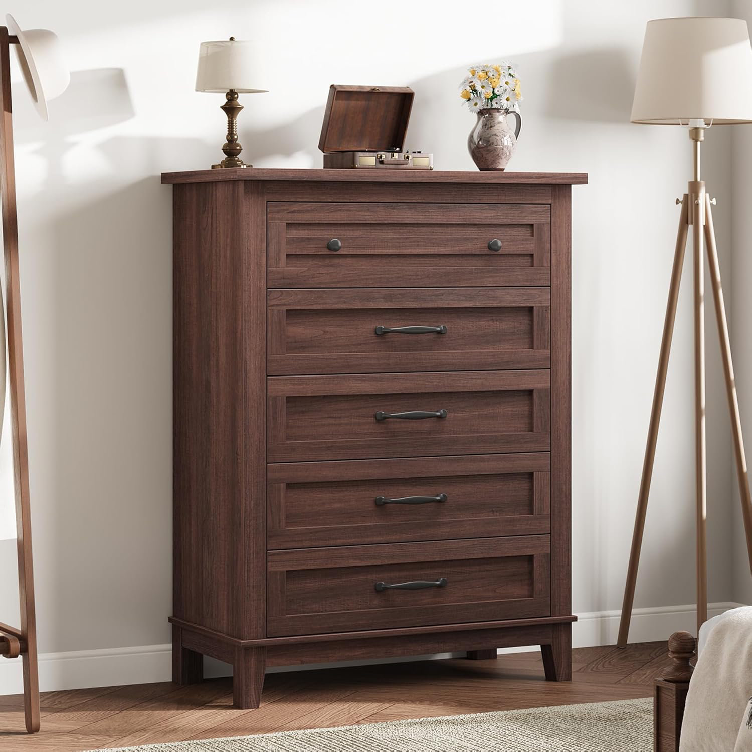 41.3" 5-Drawer Vertical Freestanding Wooden Dresser