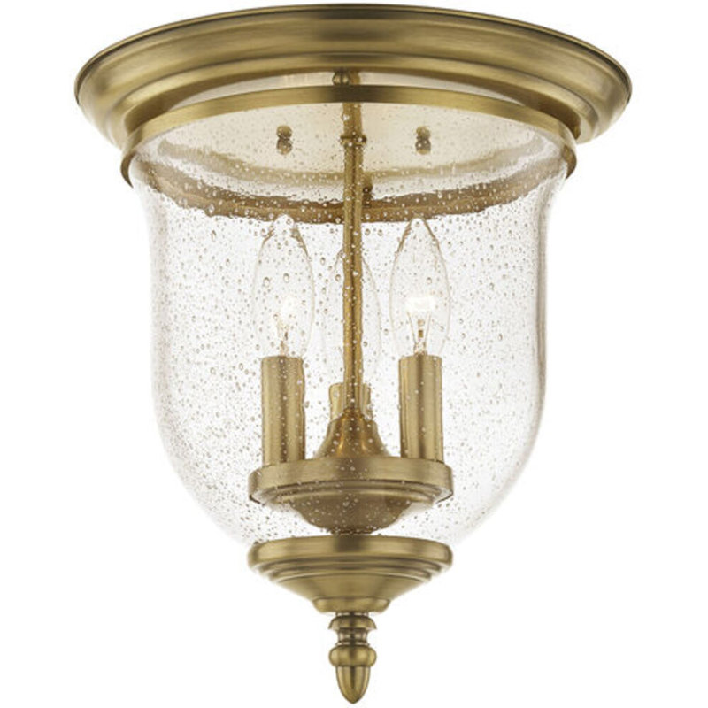 Plafonnier encastré 3 lumières 11,5 po Aaven, Laiton antique