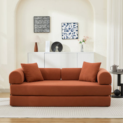 Canapé-lit pliant, canapé-lit convertible de 78,5 po avec 2 coussins, canapé-lit pliant, matelas à ressorts en mousse, canapé futon pour salon, bureau, appartement