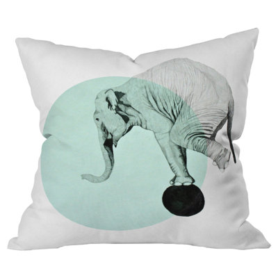 Blue Elephant Outdoor Throw Pillow
