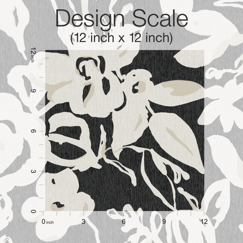 Floral Wallpaper, Black