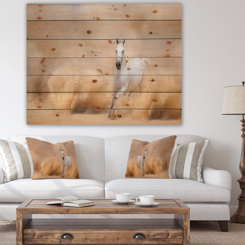 Arabian Horse in Desert Storm - impression d'art graphique, H 36 po x l 46 po x P 1,5 po, Bois