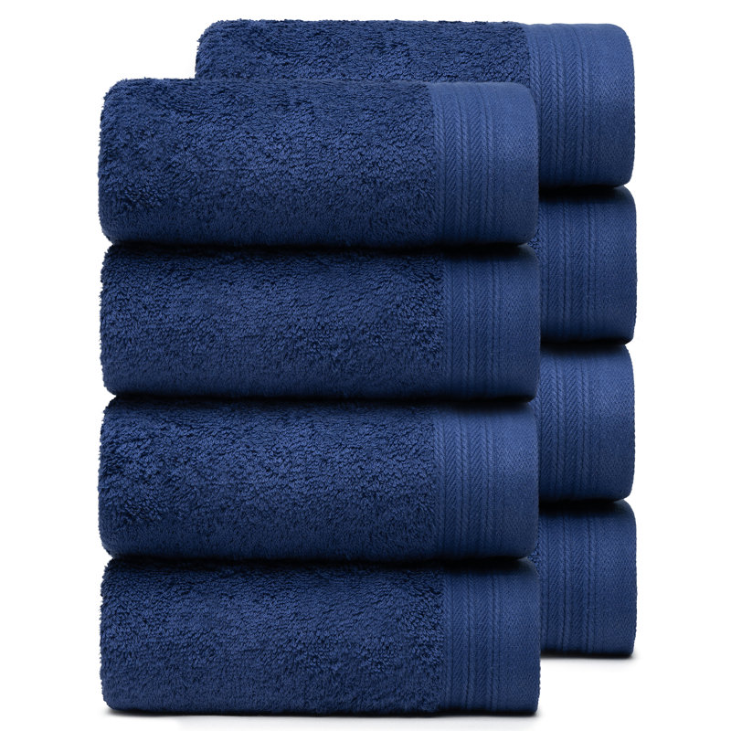 Ensemble de serviettes essuie-mains 100% coton 4 pièces Kendra, Bleu marine, 8