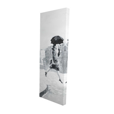 «Woman in the Rain», reproduction de peinture acrylique sur toile tendue