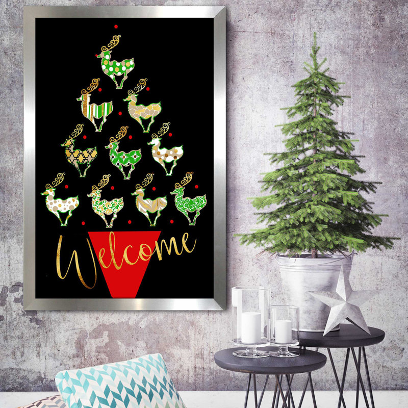 «Deer Tree (Vertical)» par By Jodi - impression, H 49,5 po x l 33,5 po x P 1 po, Encadrement argenté