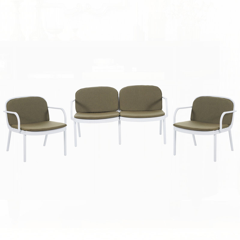 Ensemble de chaises d'extérieur 3 pièces PP, Vert, Blanc