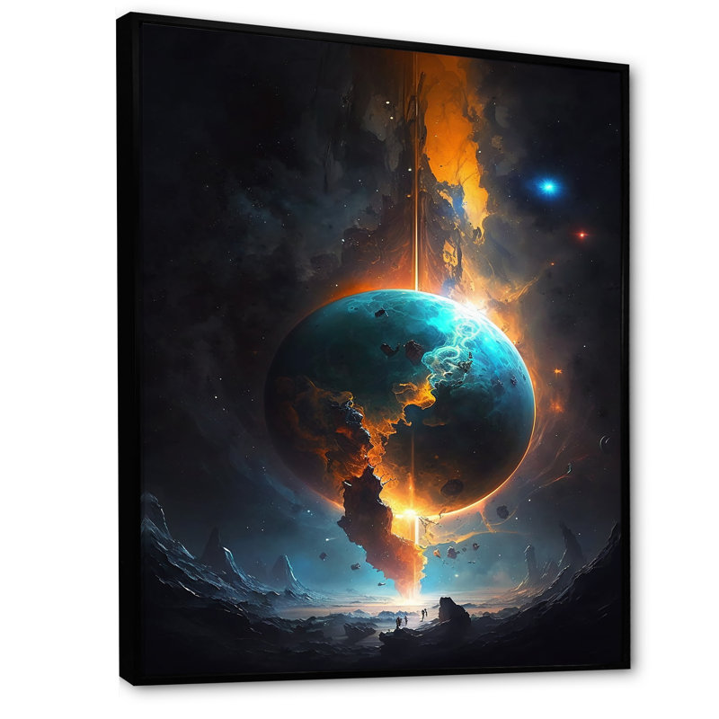 «Latricia Deep Space Planet Fusion V», reproduction sur toile, H 32 po x l 24 po x P 1 po, Cadre flottant noir
