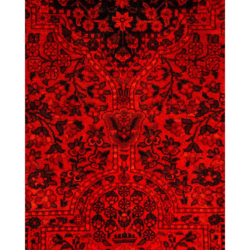 Tapis orange noué à la main de conception unique Holsworth