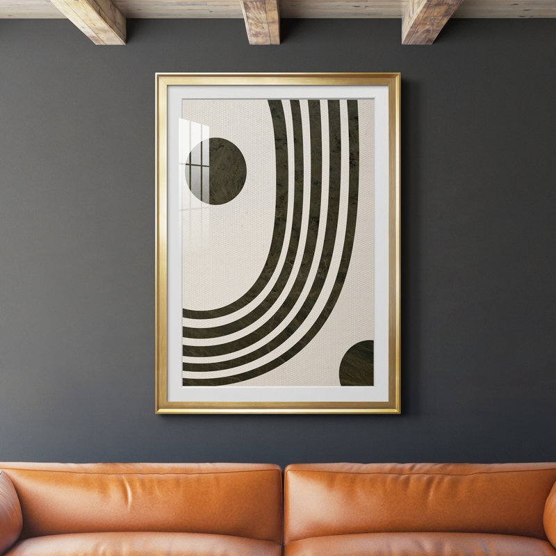 «Tubular Abstract I», reproduction encadrée de qualité supérieure, prête à être accrochée, Or