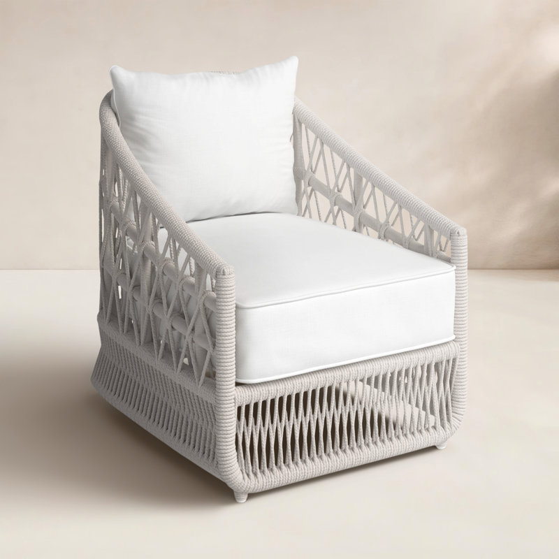 Chaise de patio avec coussins Sunbrella Lucan, Toile de lin Toile Sunbrella®
