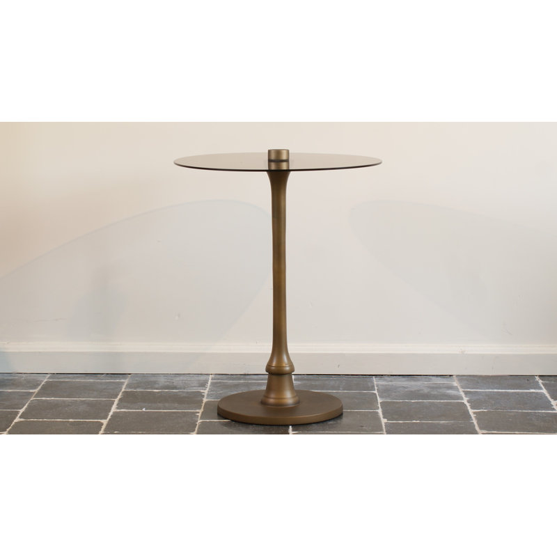 Brading Glass Top Pedestal End Table