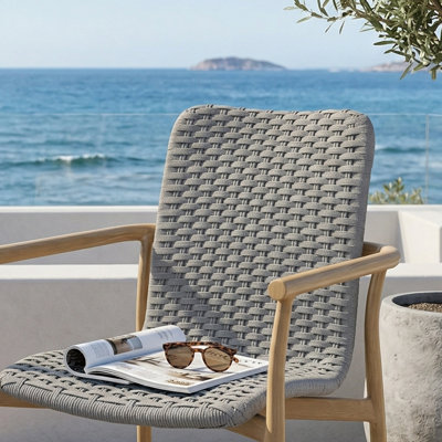 Ensemble de chaises d'extérieur modernes en aluminium brossé à la main avec corde tissée (ensemble de 4)
