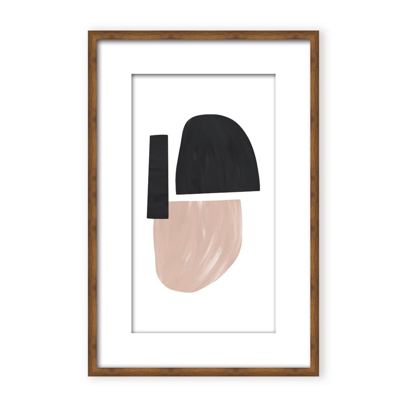Black and Nude Abstract Shapes by Uplusmestudio - Picture Frame Painting on Paper, 48" H x 32" W x 1.125" D, Framed Print