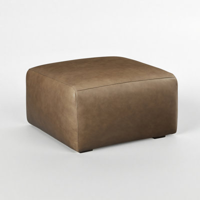 Torkom Square 26.97'' W Modern Full-Grain Genuine Leather Ottoman