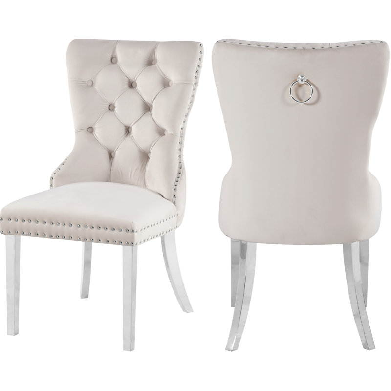 Chaise d'appoint Carmen, Velours crème, Or