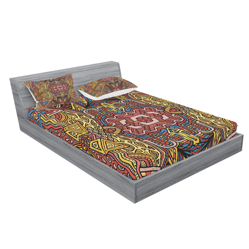 Psychedelic Microfiber Sheet Set, Queen Sheet Set + Fitted Sheet + 2 Pillowcases