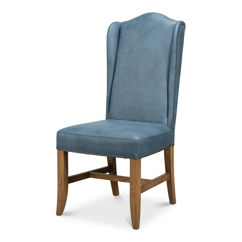 Leather Dining Chair, Light Blue