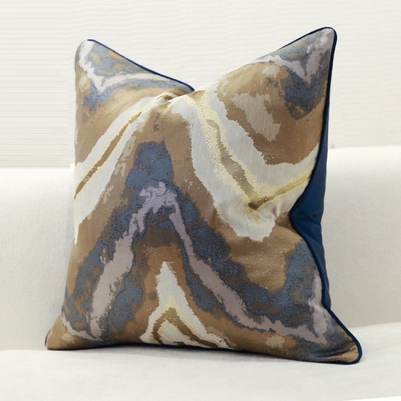 Housse de coussin réversible Abstract, H 20 po x l 20 po, Bleu marine / blanc abstrait