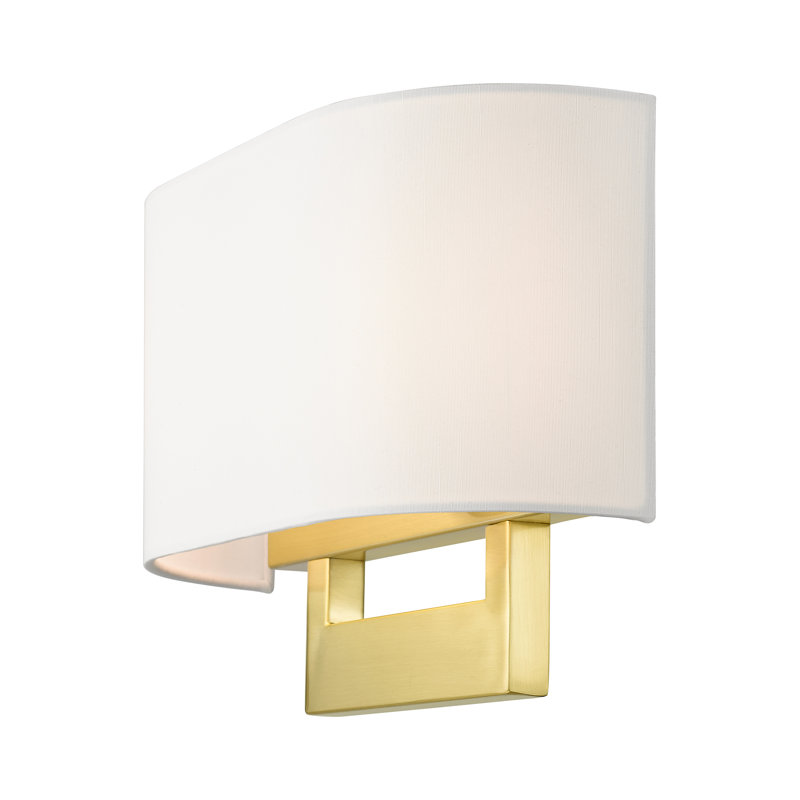 Rakhee Flush Mounted Sconce, White, 9" H x 13" W x 3.95" D, Satin Brass