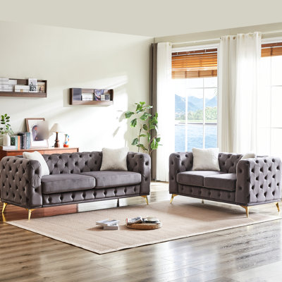 Modern Velvet Sofas, Sturdy Wood Frame, Luxurious Living Room Style