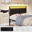 Structure de grand lit avec tête de lit à DEL et prise de charge USB, lit plateforme avec espace de rangement sous le lit, sommier à lattes en métal silencieux, aucun sommier requis, assemblage facile-568033354