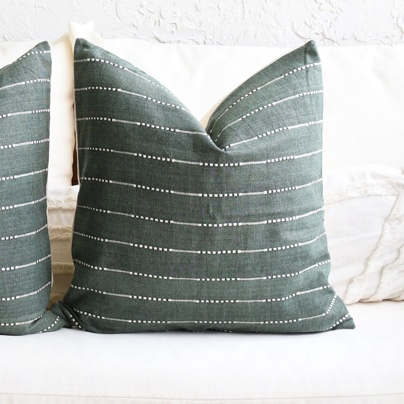 Sundara Threads Handwoven Cotton BOHO Pillow Cover, Green, 18"H x 18"W, Square