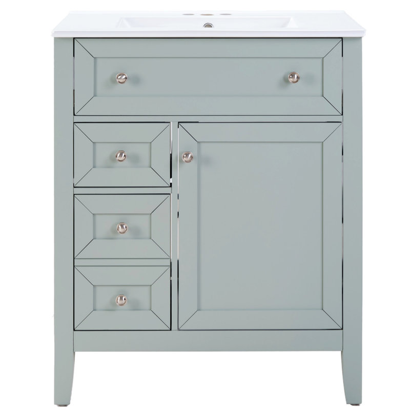 Meuble-lavabo de salle de bain avec lavabo, armoire de rangement de salle de bain avec tiroir de rangement, tablette réglable