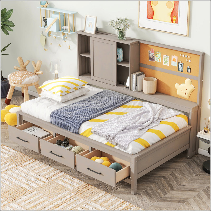 Lit de jour simple polyvalent avec rangement et caractéristiques de charge, un ajout pratique et élégant à toute chambre à coucher.