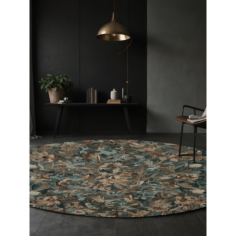 Tapis gris soyeux et moelleux, Rond 6 pi