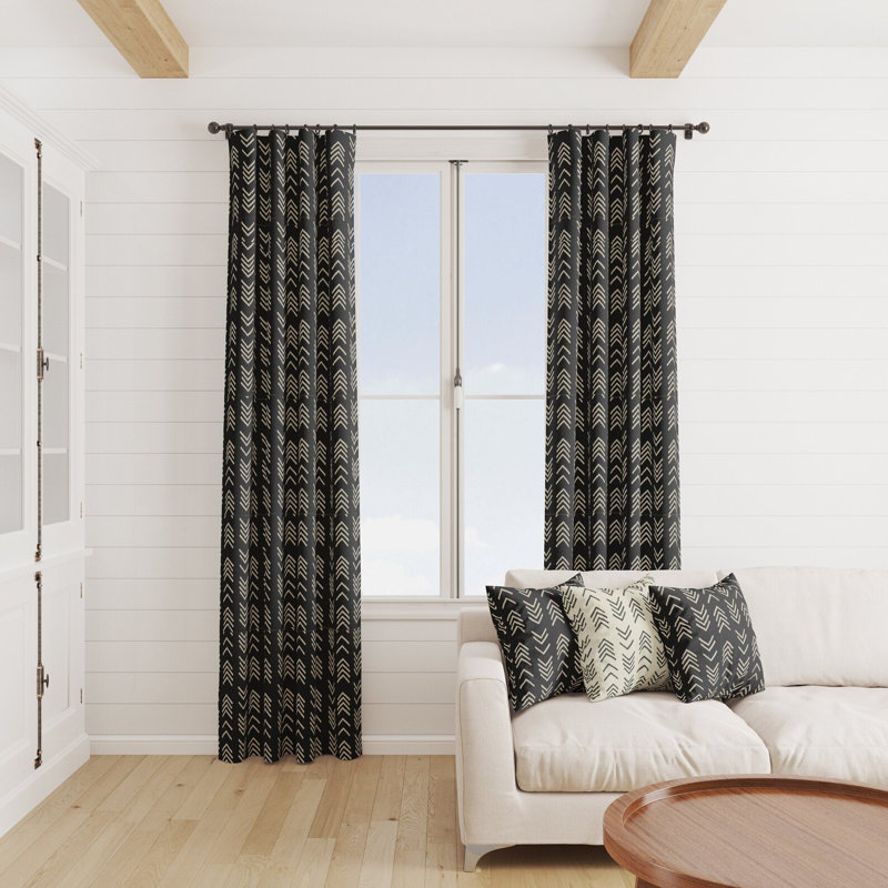 Black Boho Arrow Curtains, 50" W x 108" L