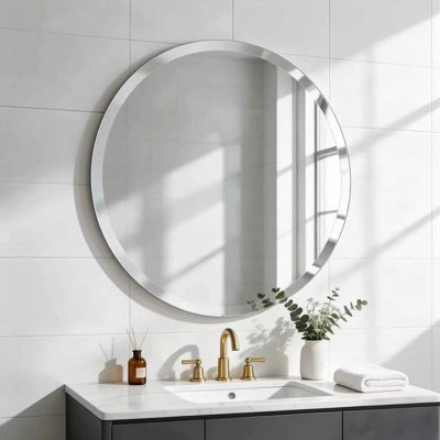 Frameless Round Wall-Mounted Bathroom Vanity Mirror