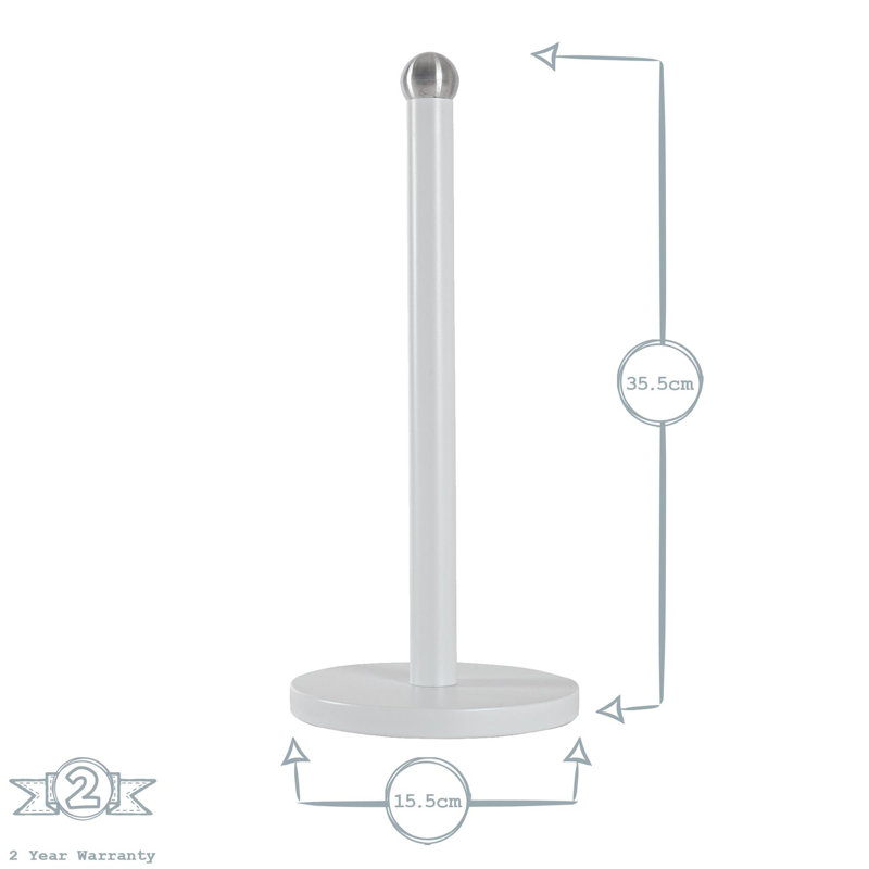 Harbour Housewares - Metal Kitchen Roll Holder, White