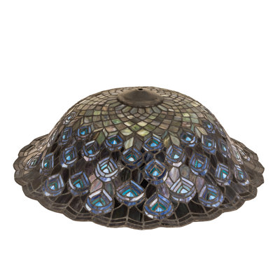Peacock Feather 8'' H x 24'' W Glass Novelty Lamp Shade