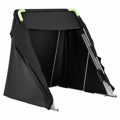 Motorcycle Storage Shelter with Security Lock, 600D Oxford Flip-Up Garage Tent, Heavy-Duty All-Weather Motorcycle Cover with Ventilation Windows, 136x54x75 in Outdoor Vehicle Shelter, Black