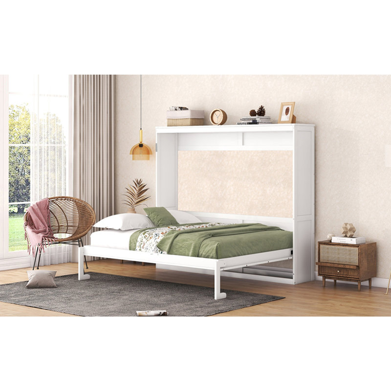 Grand lit escamotable mural blanc, Blanc, Grand lit