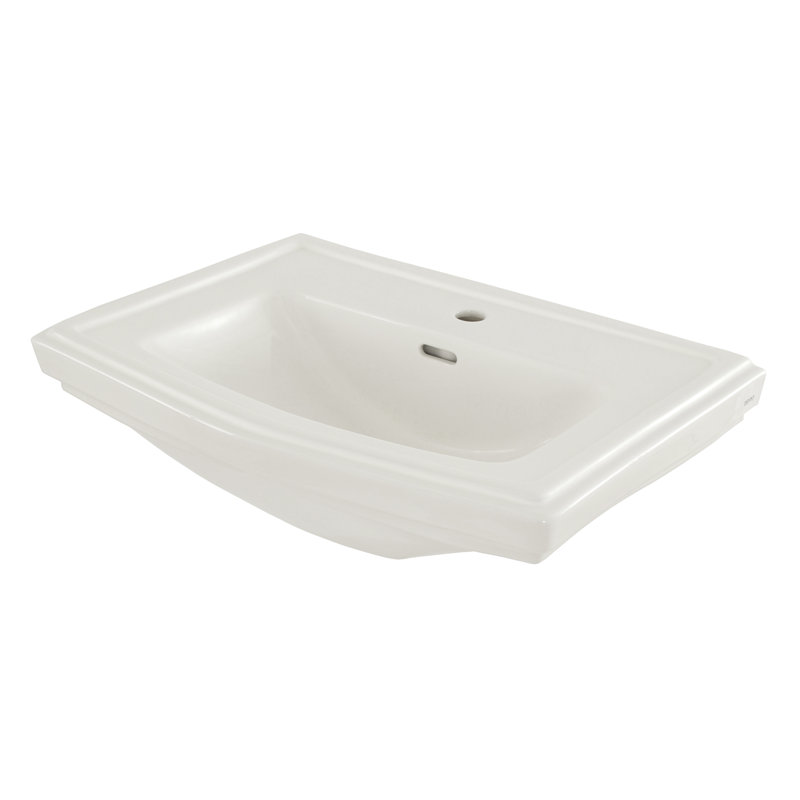 Clayton Ceramic 27" Pedestal Bathroom Sink with Overflow, Cotton, Single