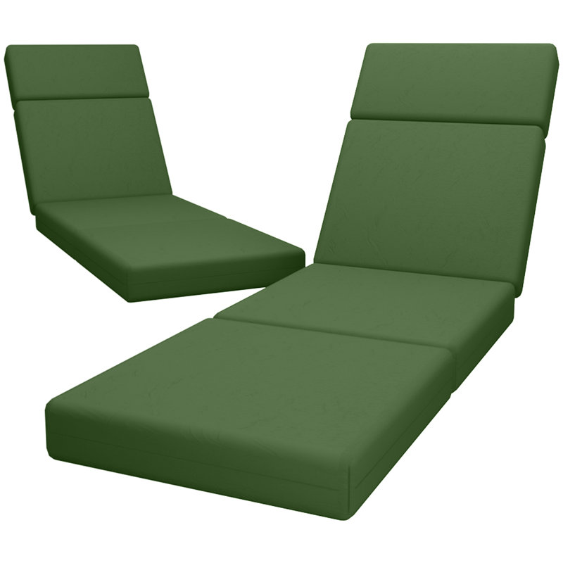 4In Chaise Lounge Cushions Outdoor(Set Of 2), Green Polyester