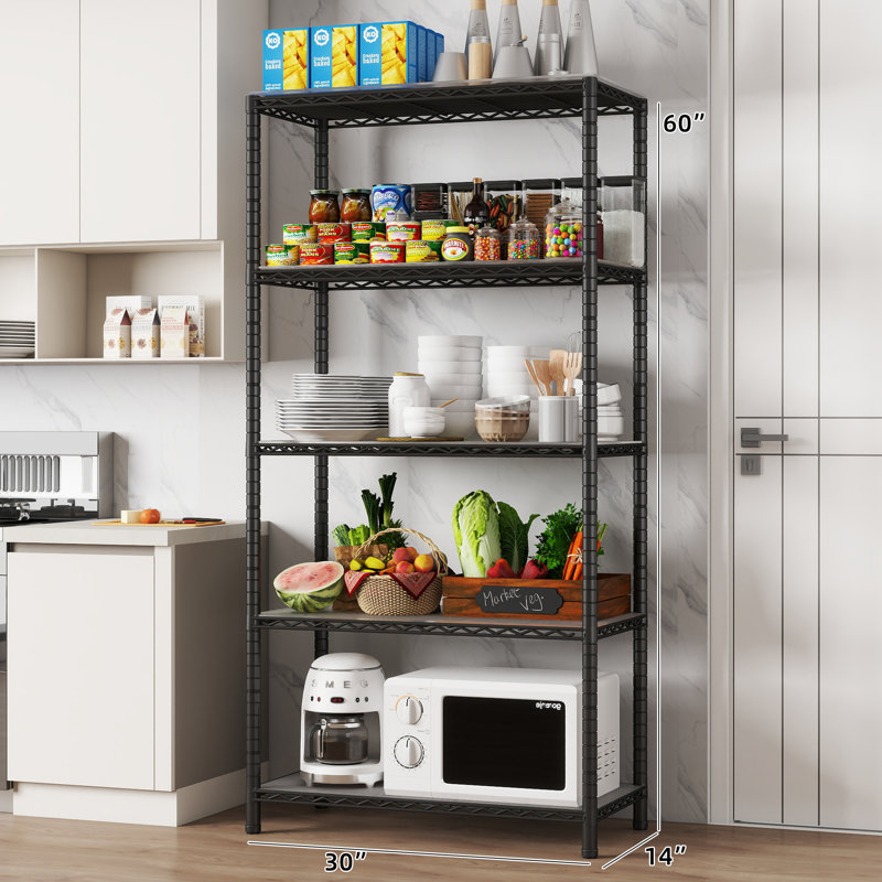 Shelving Unit with Shelf Liners Adjustable, 60" H x 30" W x 14" D