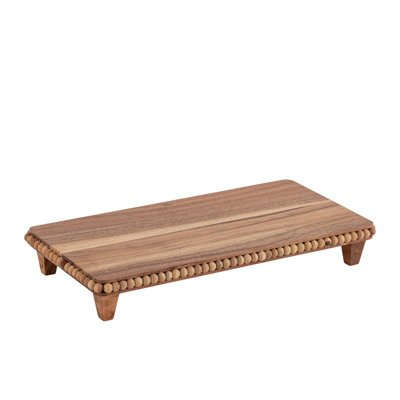 Acacia Wood Beaded Rect Riser