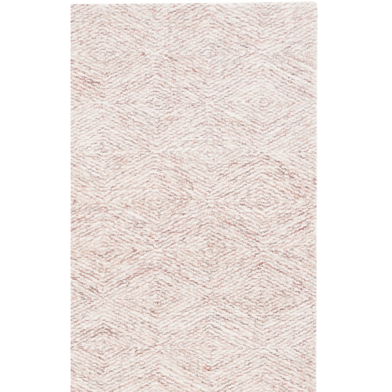Starleen Hand Tufted Wool/Cotton Geometric Rug in Rust/Beige, Square 6'