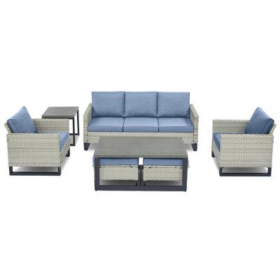 Ingvald Wicker 5 - Person Patio Conversation Set with Cushions