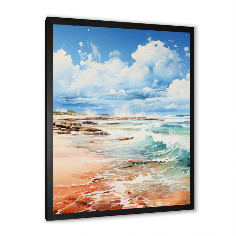 Beach Photo Coastal Impressions II - Décoration murale nautique et plage, Cadre d'angle fermé noir