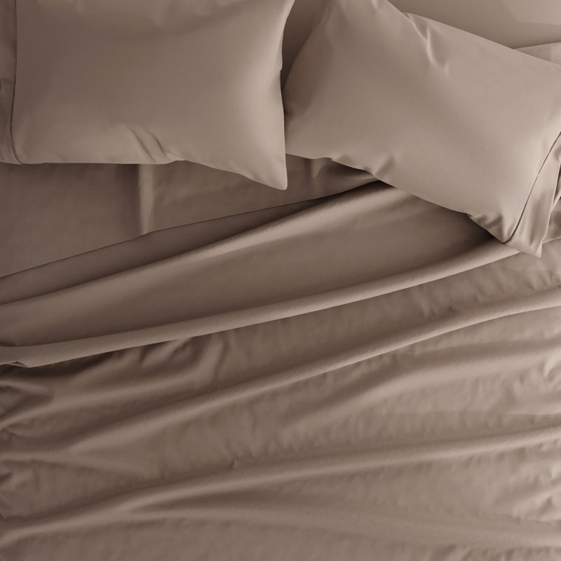 Ensemble de draps en microfibre doublement brossée 4 pièces Becky Cameron 1800 Series, Taupe