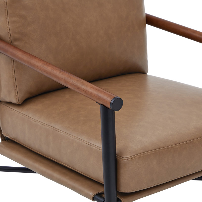 Fauteuil Bleechington, Similicuir brun sellette