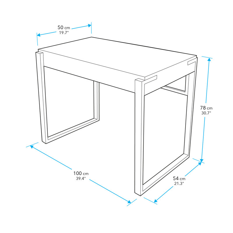 Celestial Metal Base Writing Desk, Light Wood